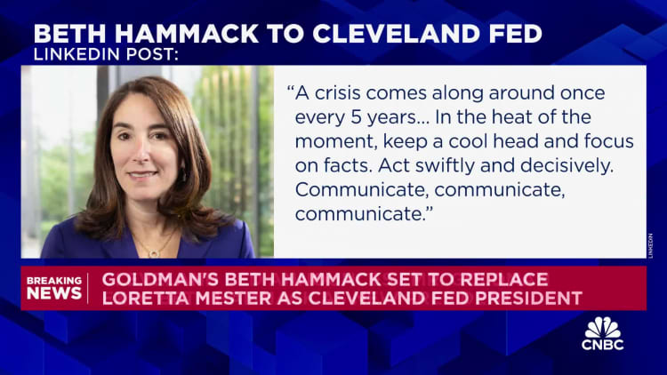Goldman Sachs partner Beth Hammack to succeed Mester as Cleveland Fed leader