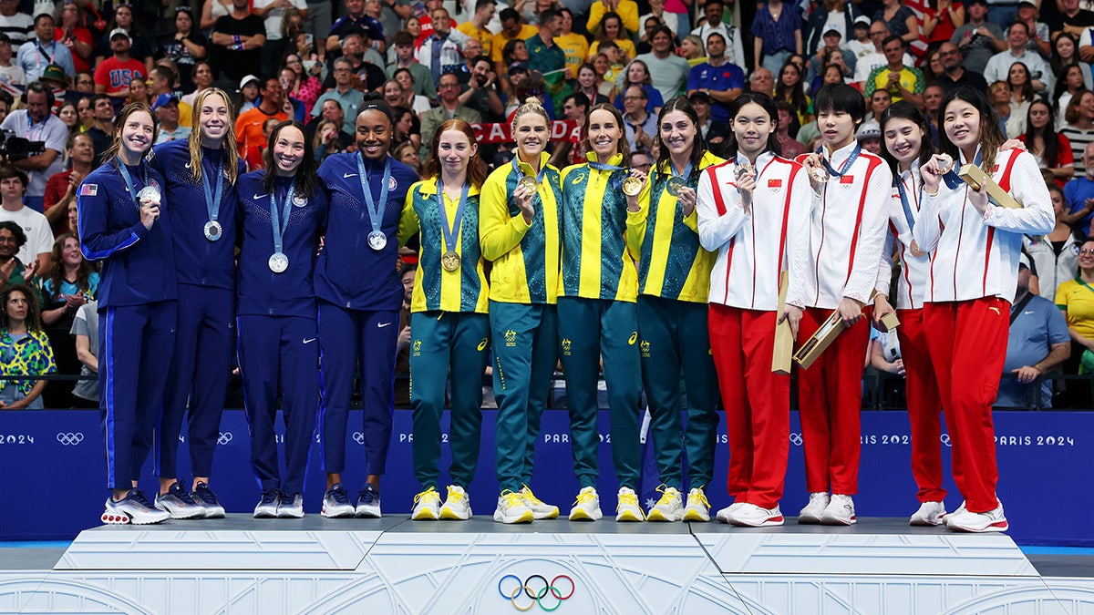 US can’t catch Australia, but edges China to win silver in women’s 4×100-meter freestyle relay