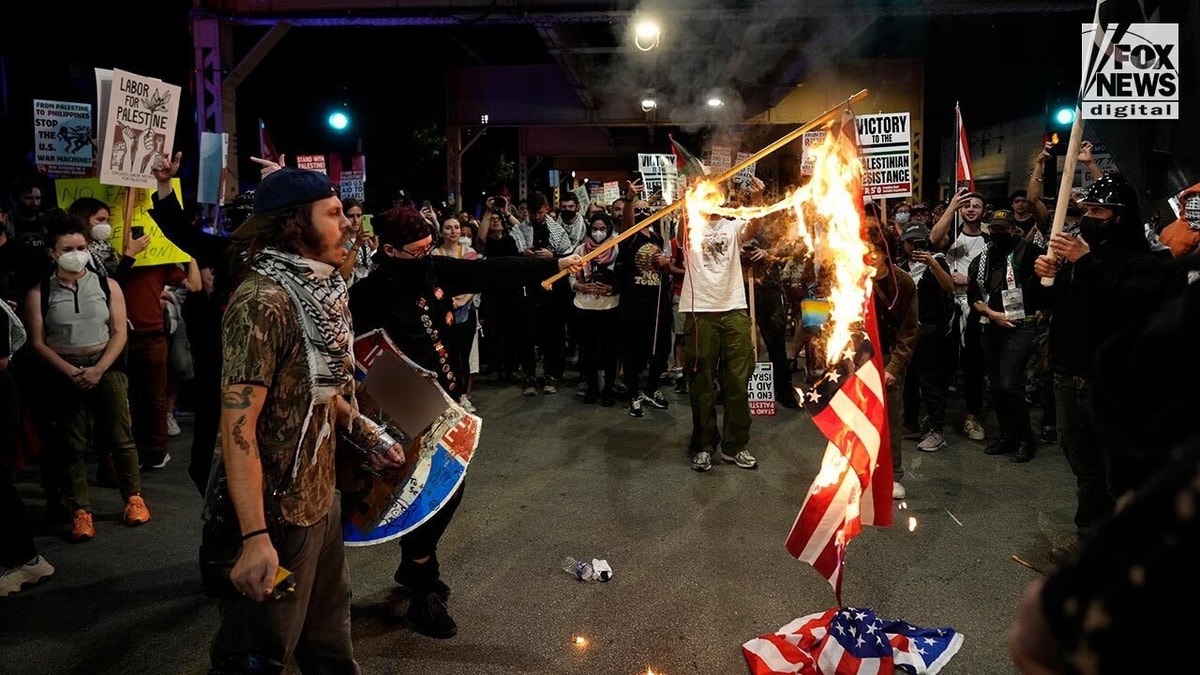 Anti-Israel agitators protest VP Harris nomination near DNC, hand out flyers for global ‘intifada’