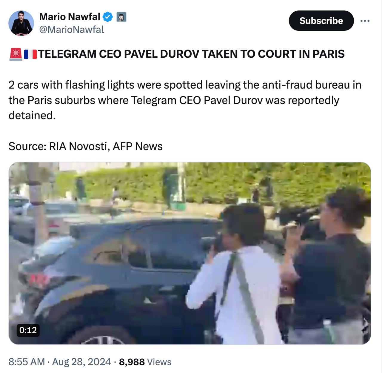 Telegram CEO Pavel Durov taken to court in Paris
